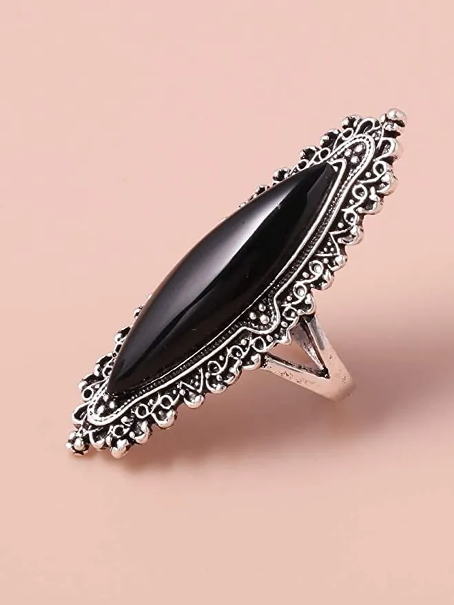 Long Stone Gypsy Statement Ring Fuchsia Red Ruby Multi Colored Labradorite Or Black Polished 925 Silver Great For Stacking Rings Available In Sizes 6 7 8 9 Or 10