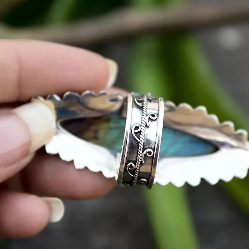 Long Stone Gypsy Statement Ring Fuchsia Red Ruby Multi Colored Labradorite Or Black Polished 925 Silver Great For Stacking Rings Available In Sizes 6 7 8 9 Or 10