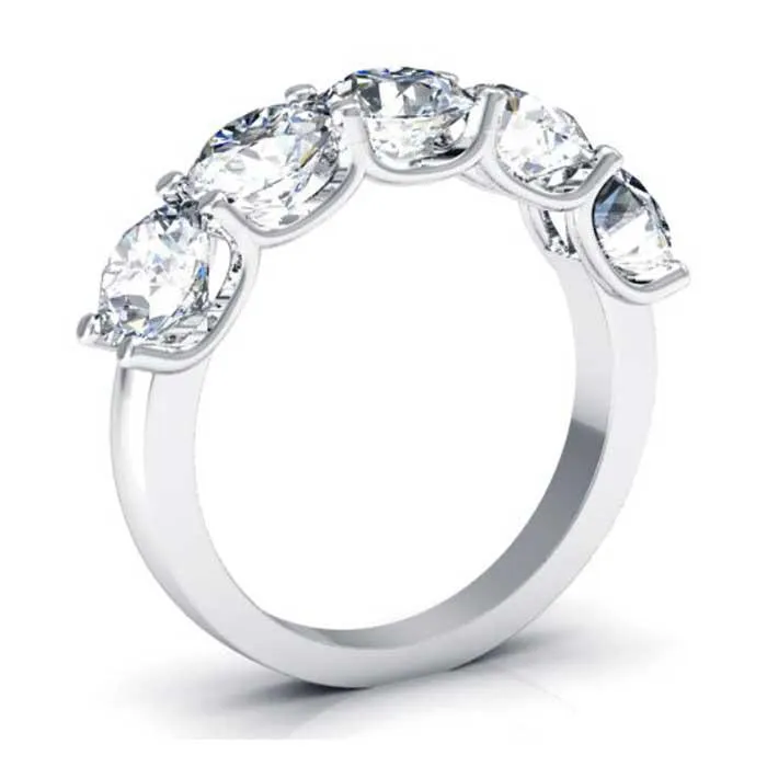 Moissanite 5 Stone Stacking Ring 5mm Forever One Round, 2.50cttw