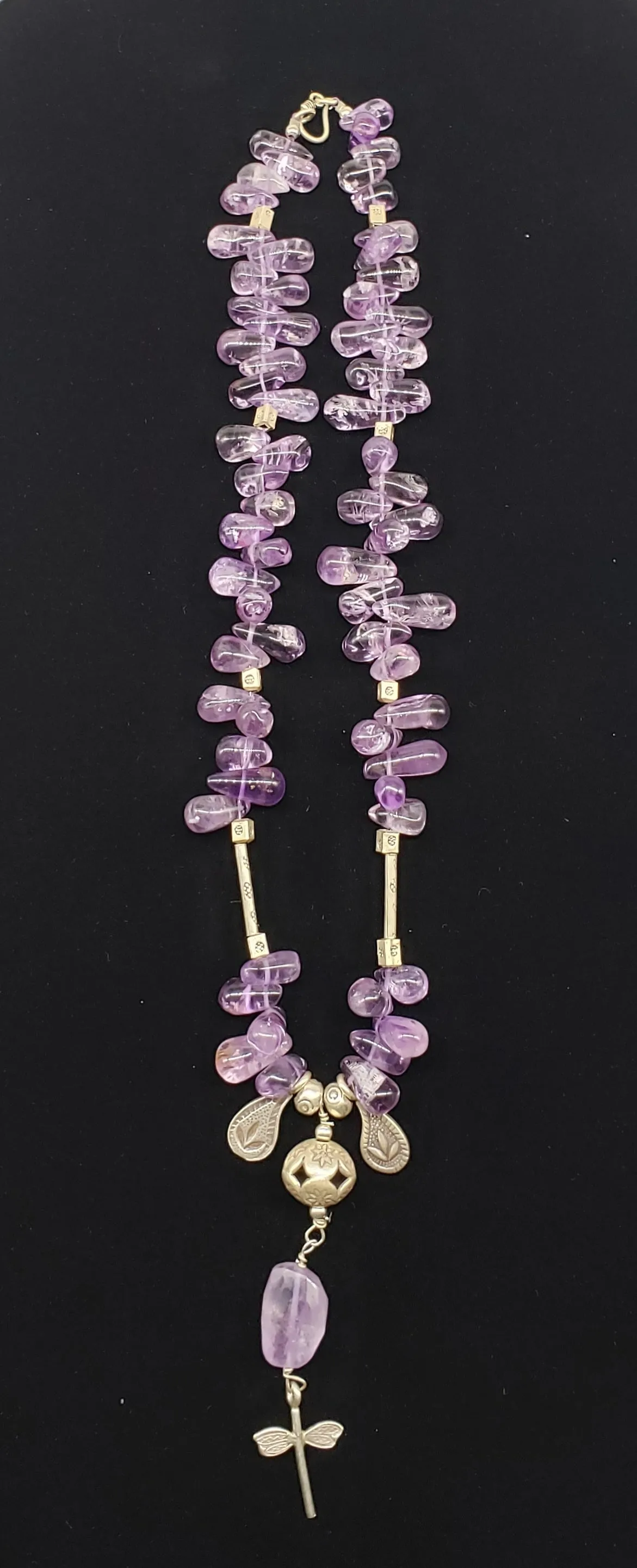 natural genuine amethyst necklace, one of a kind
