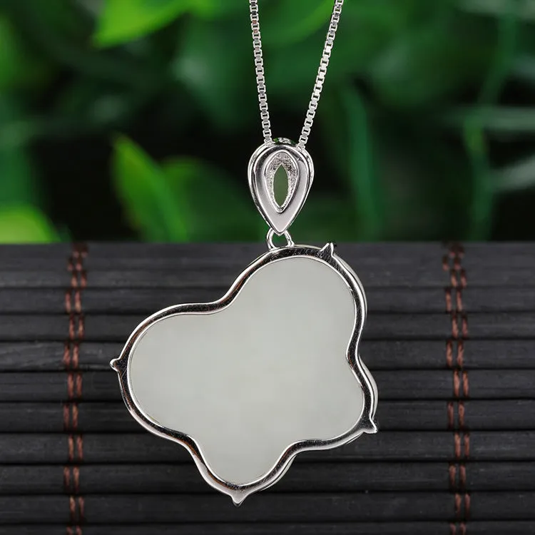 Natural Jade Pendant Nephrite Silver Butterfly Pendant ZPT150