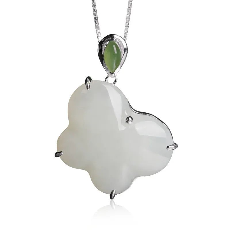 Natural Jade Pendant Nephrite Silver Butterfly Pendant ZPT150