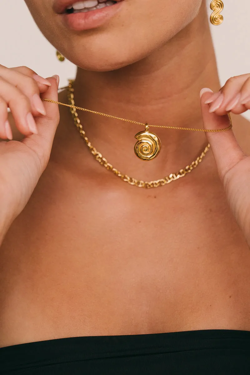 Ocean Swirl Necklace Gold Plated