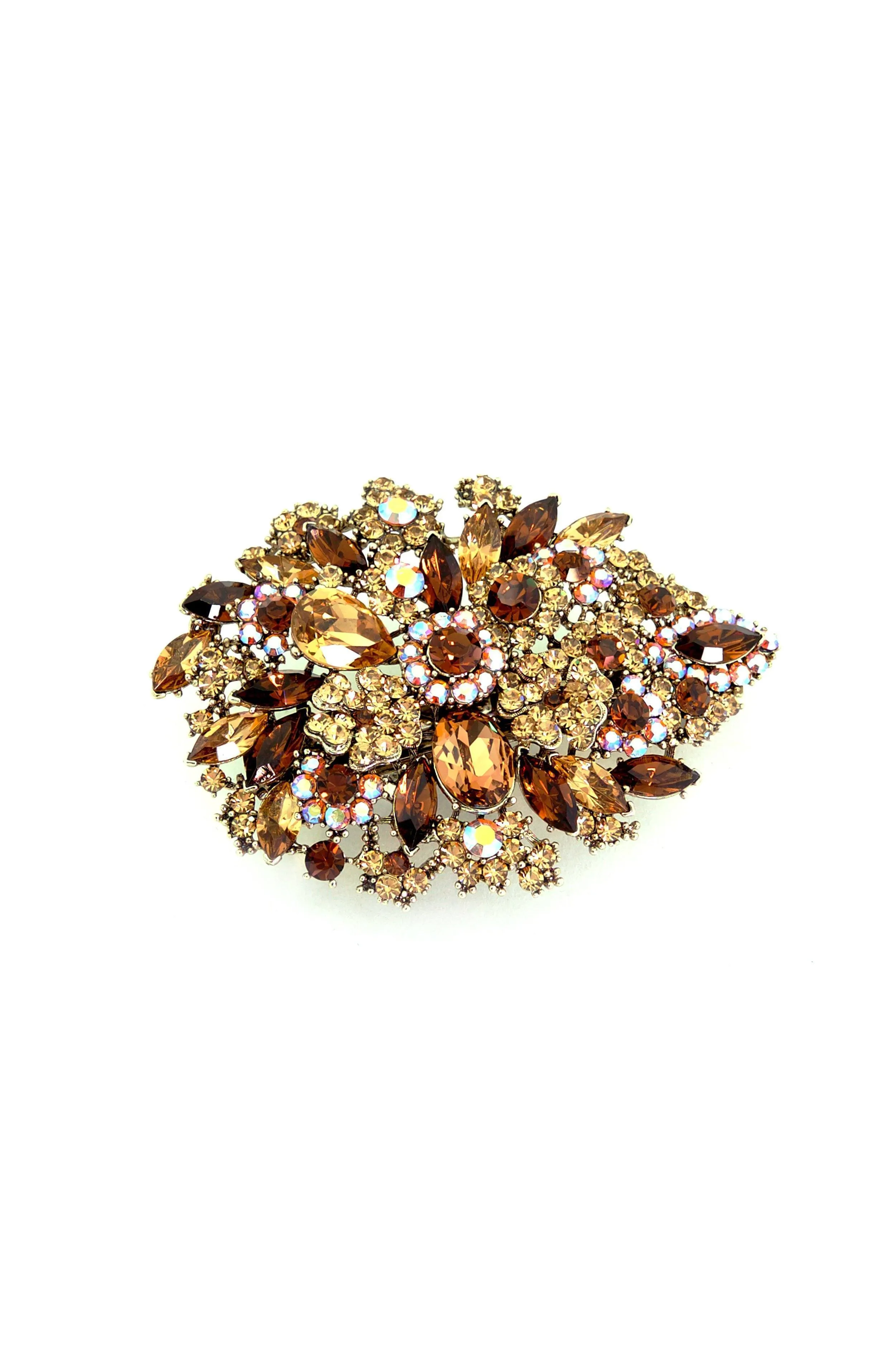 Oval Crystal Flower Barrette