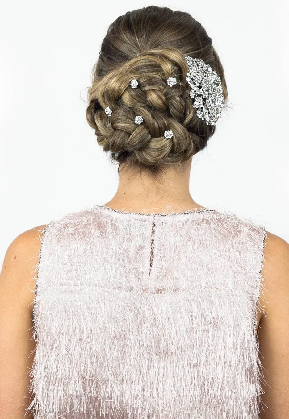 Oval Crystal Flower Barrette