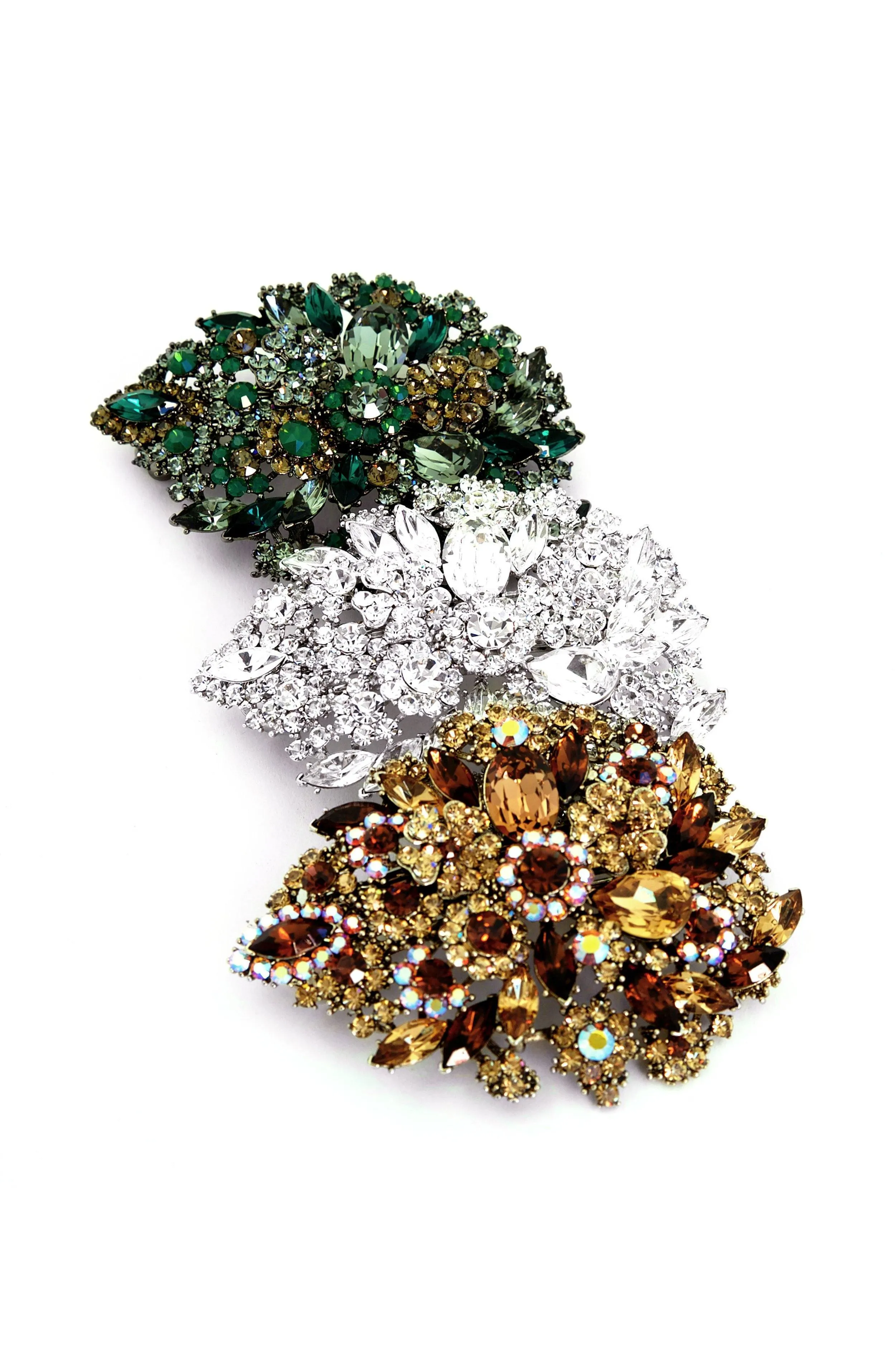Oval Crystal Flower Barrette