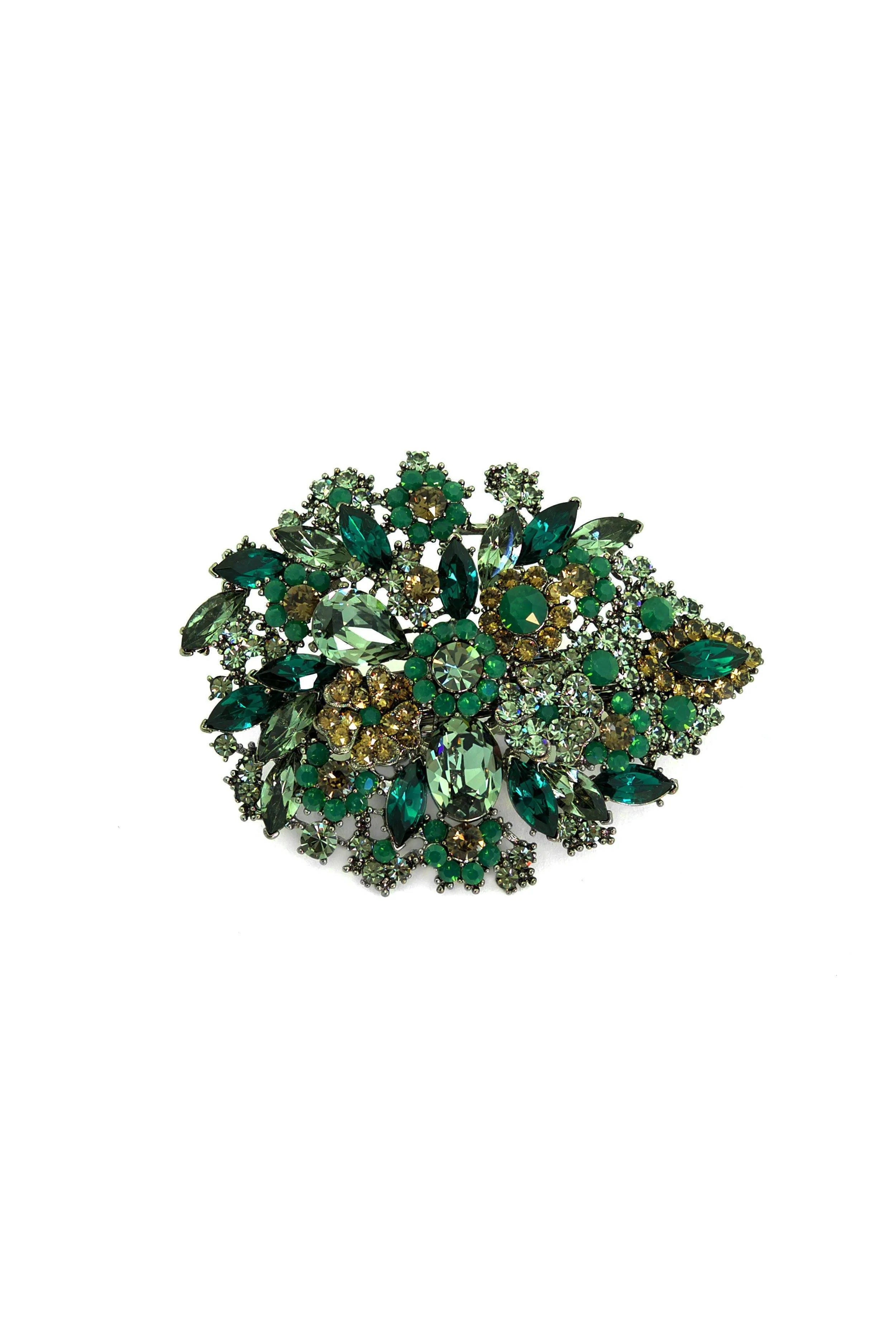 Oval Crystal Flower Barrette