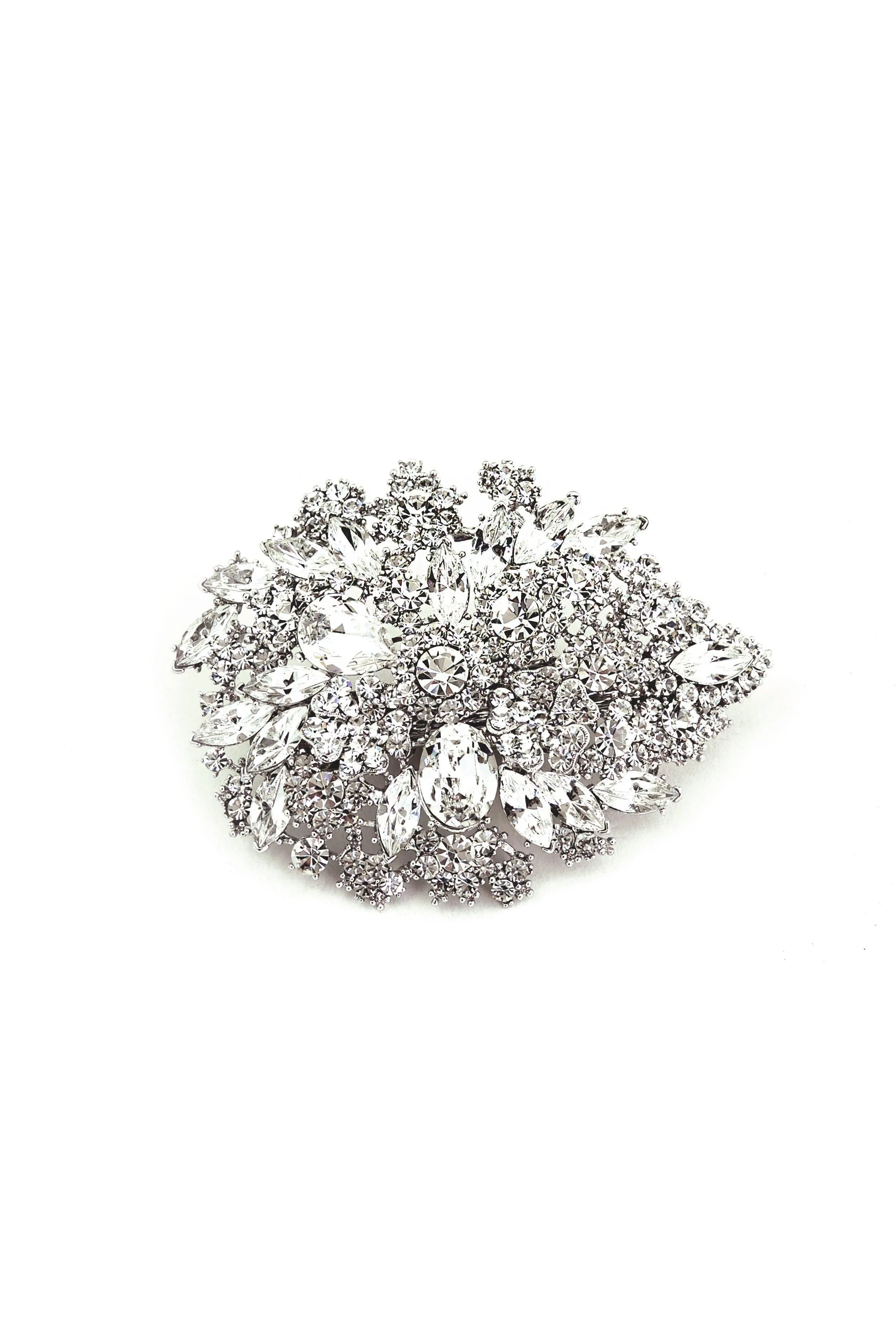 Oval Crystal Flower Barrette
