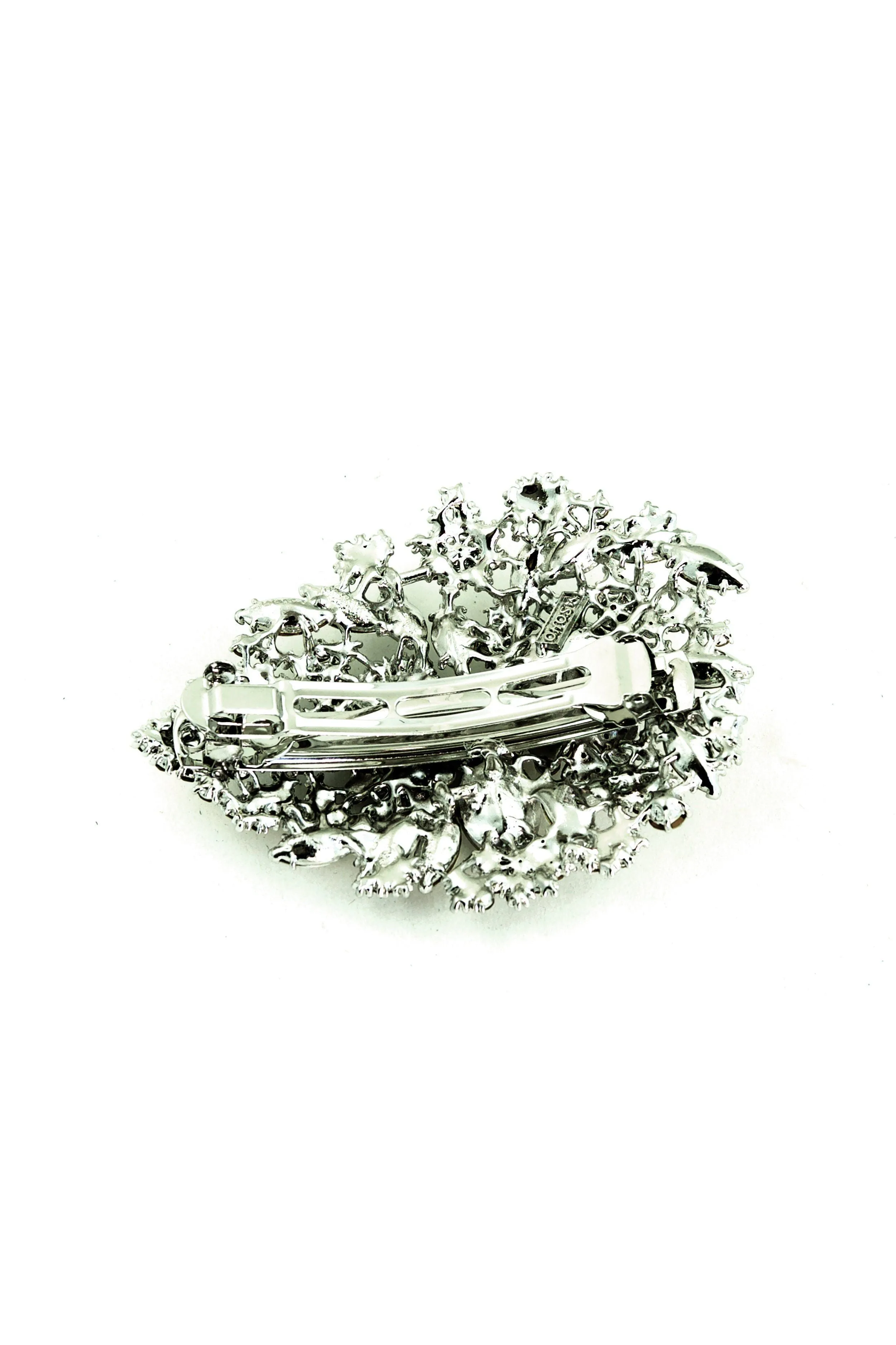Oval Crystal Flower Barrette