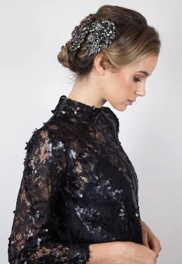 Oval Crystal Flower Barrette