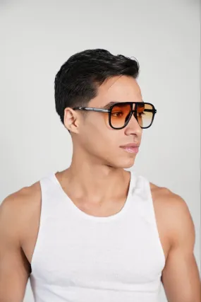 Oversized Retro Orange Gradient Tint Summer Sunglasses