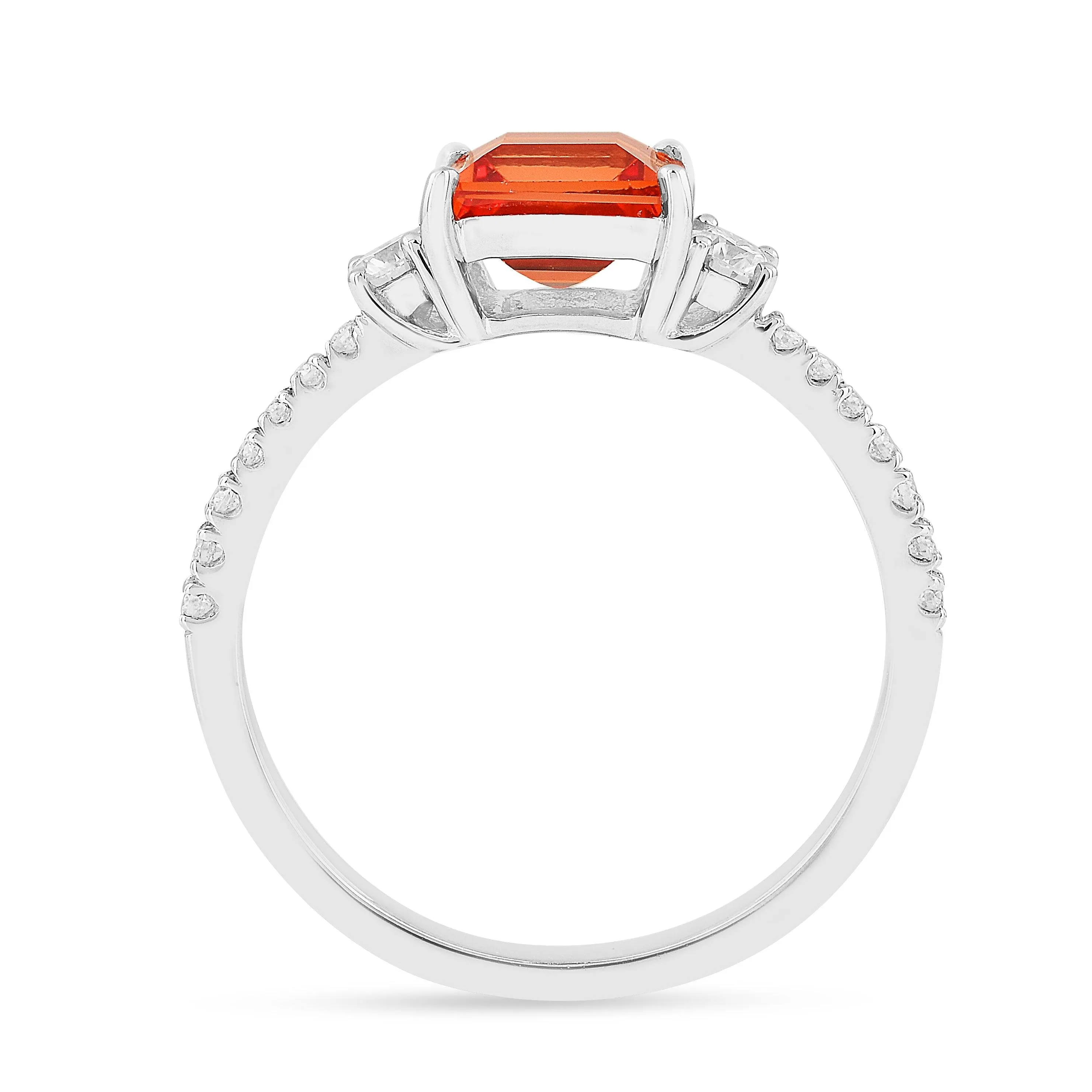 Peach Sapphire Three Stones Ring