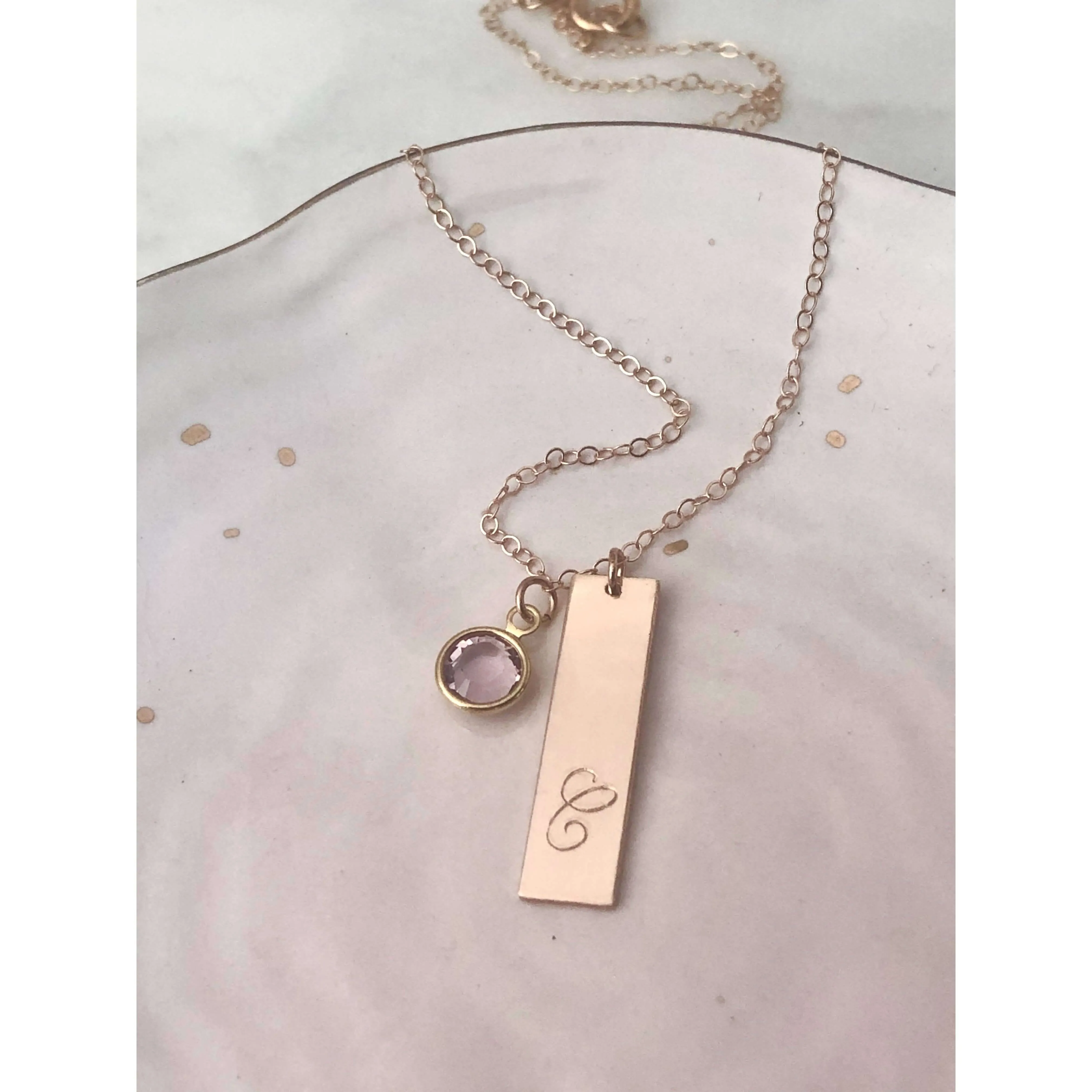 Personalised Birthstone Bar Necklace