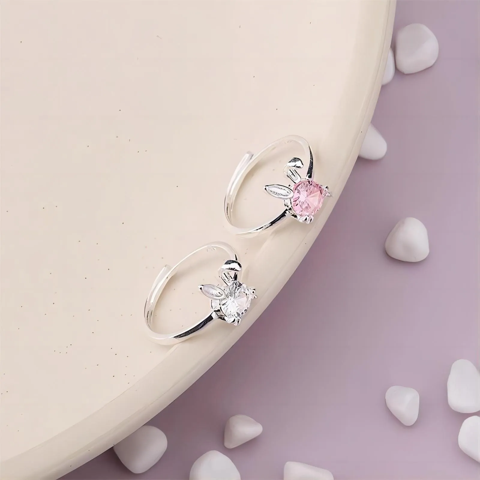 Pink Crystal Rabbit Ring