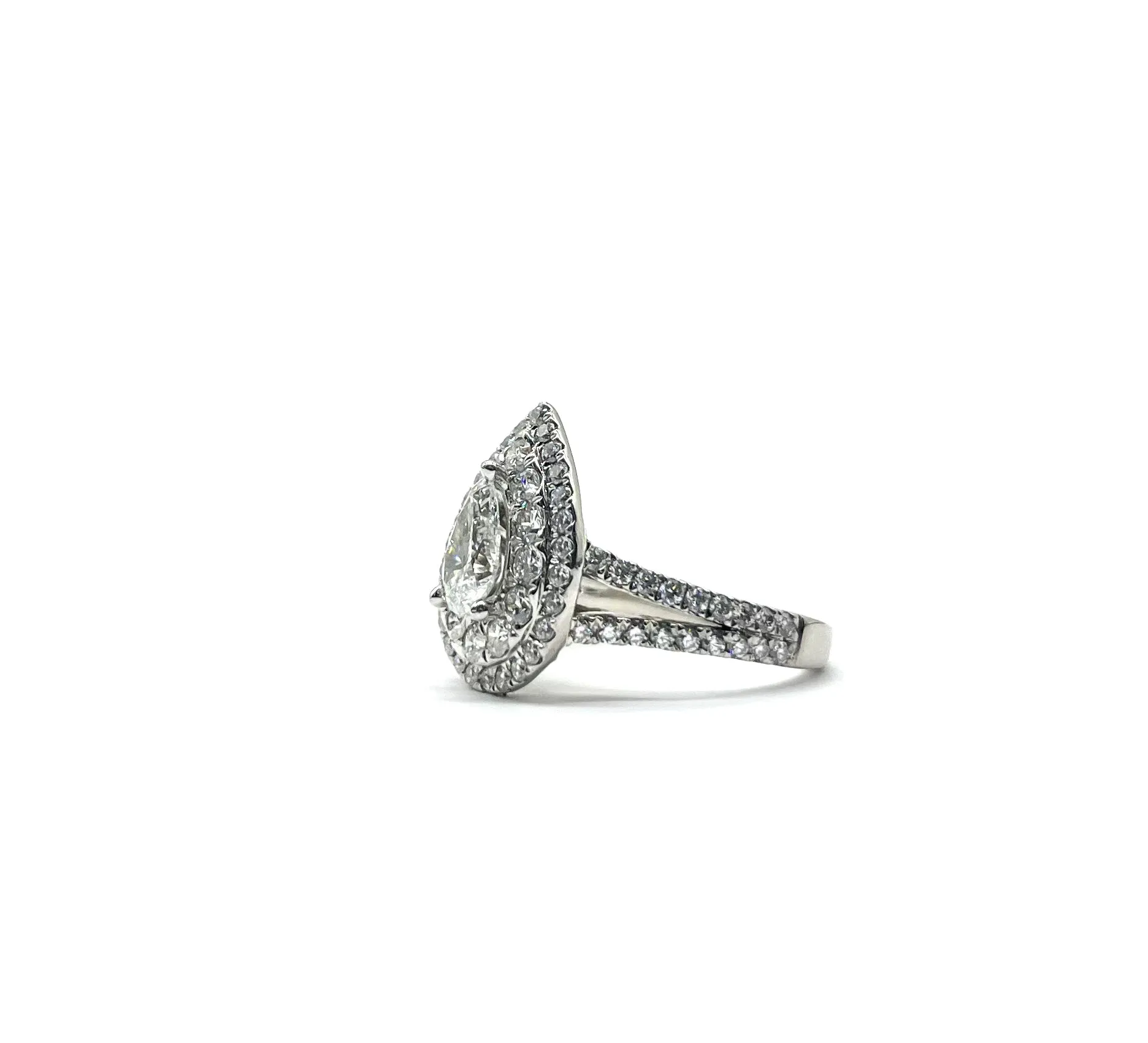 Platinum Lab Grown Diamond Pear Halo Ring