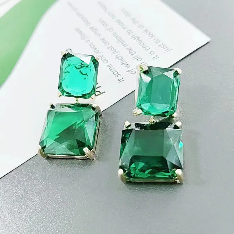 Pre Order:  Geometric Square Crystal Earrings