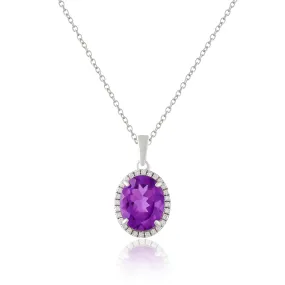 Purple Amethyst Pendant Necklace