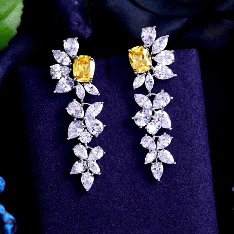 "Jayla" - Yellow Cubic Zirconia Bridal Earrings
