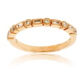 Rose Gold Baguette & Round Diamond Style Band