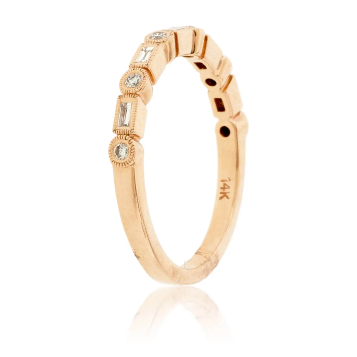 Rose Gold Baguette & Round Diamond Style Band