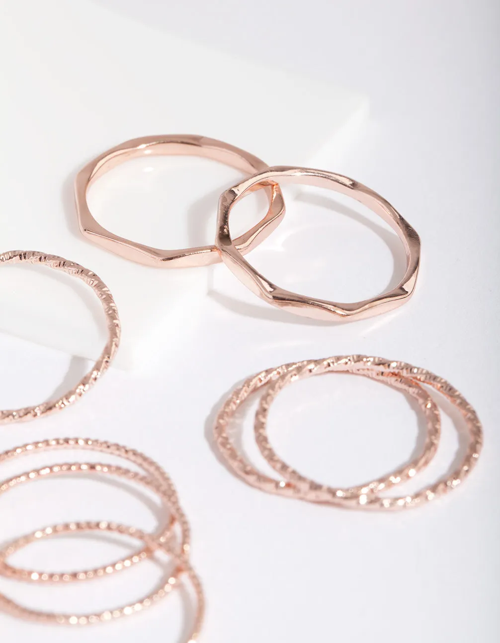 Rose Gold Diacut Band Ring 8-Pack