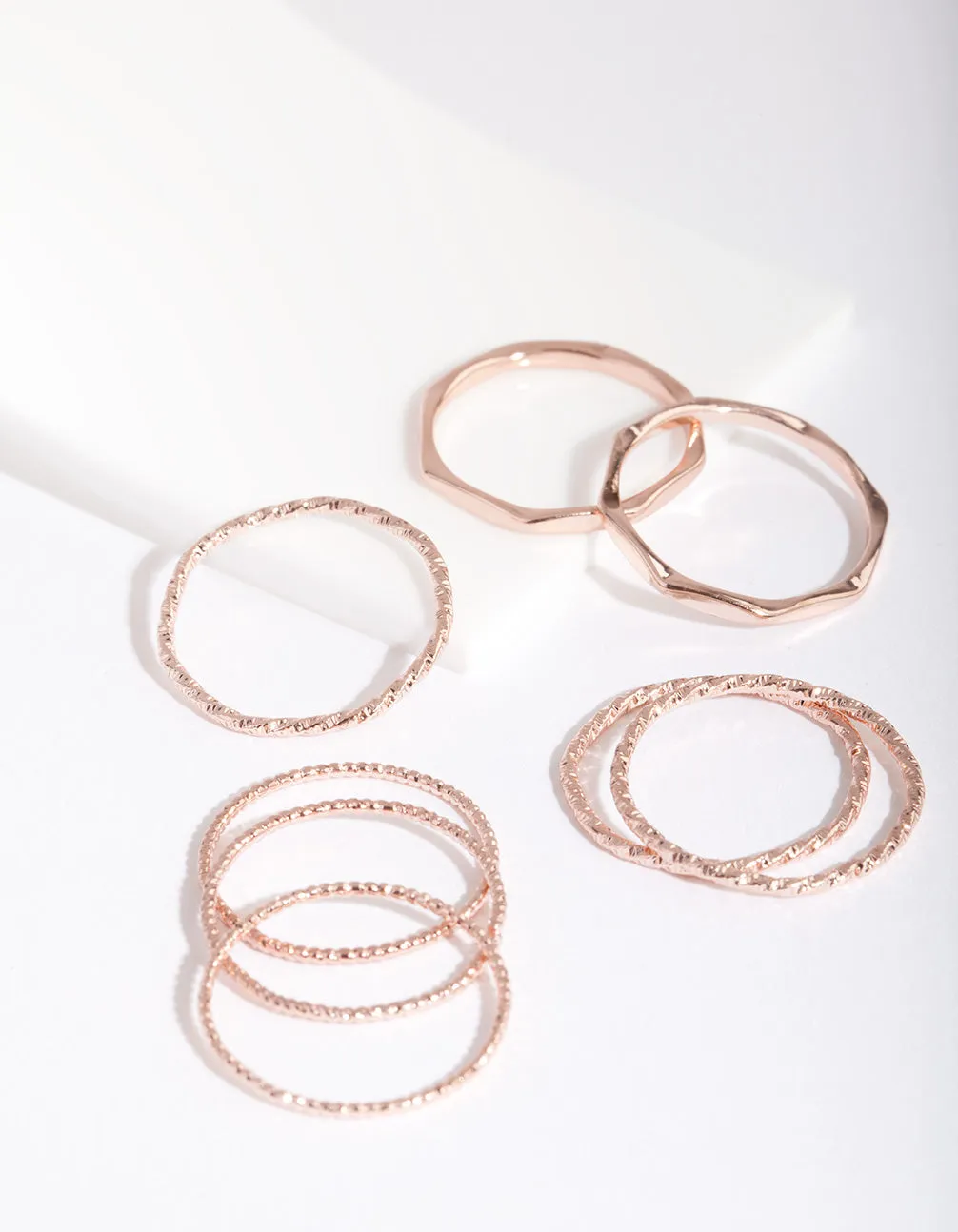 Rose Gold Diacut Band Ring 8-Pack