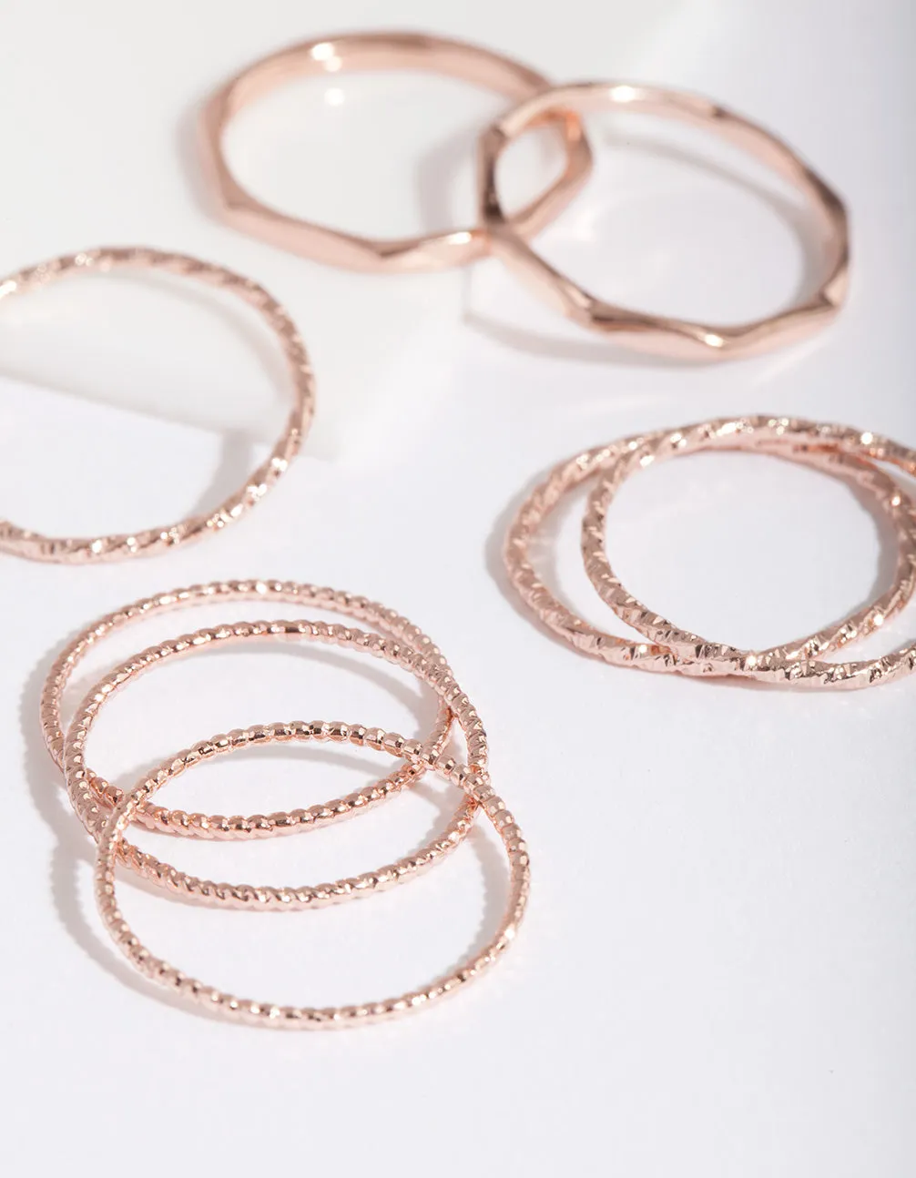 Rose Gold Diacut Band Ring 8-Pack