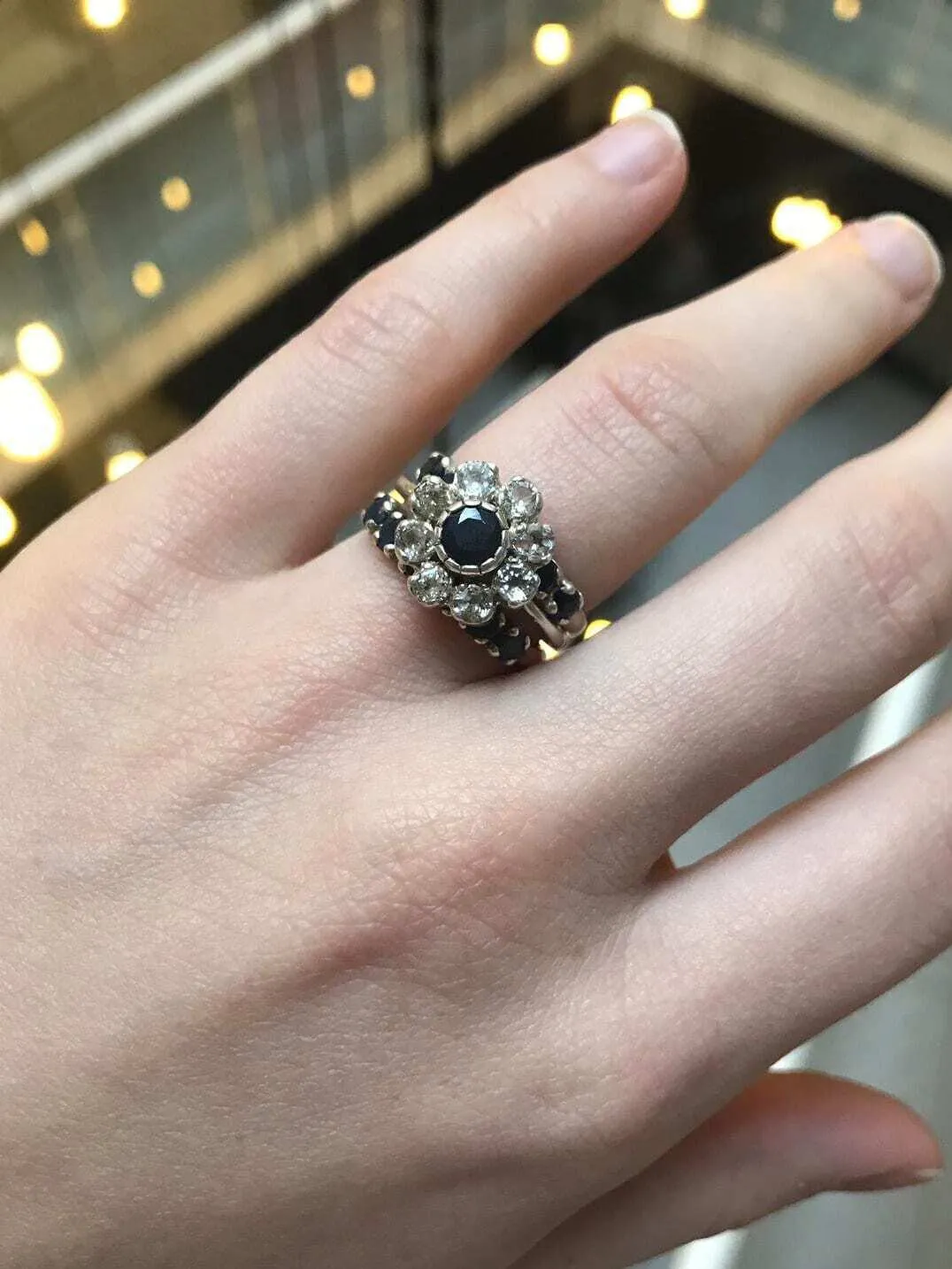 Sapphire Flower Ring - Daisy Silver Ring - Topaz Flower Ring