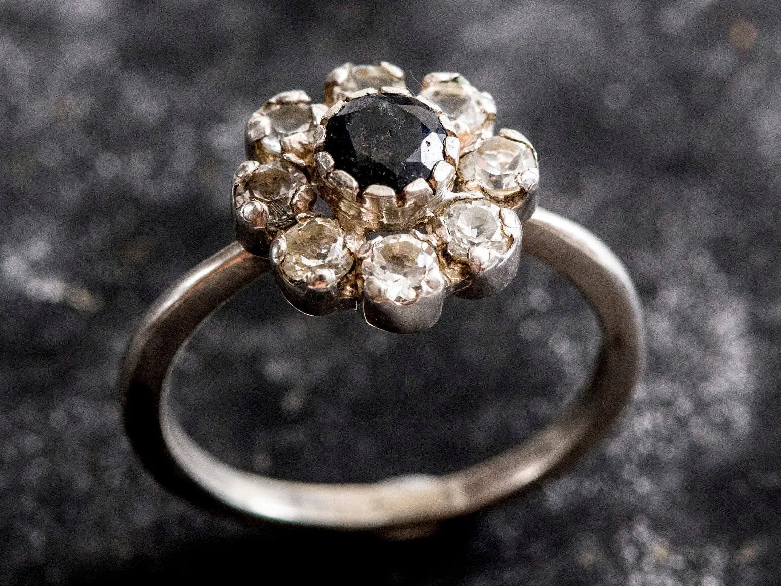 Sapphire Flower Ring - Daisy Silver Ring - Topaz Flower Ring