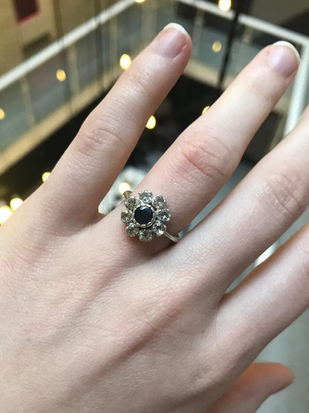 Sapphire Flower Ring - Daisy Silver Ring - Topaz Flower Ring