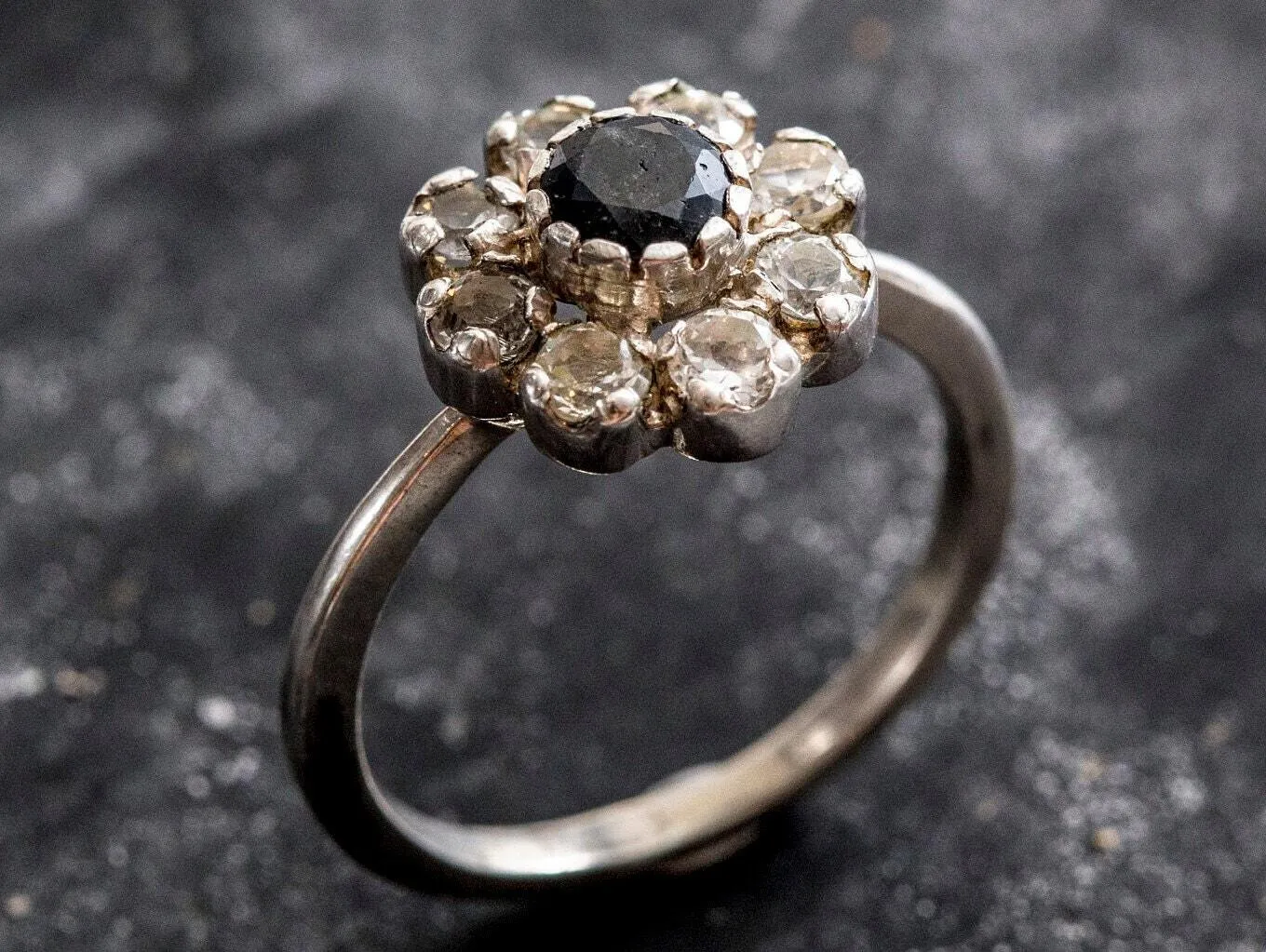 Sapphire Flower Ring - Daisy Silver Ring - Topaz Flower Ring