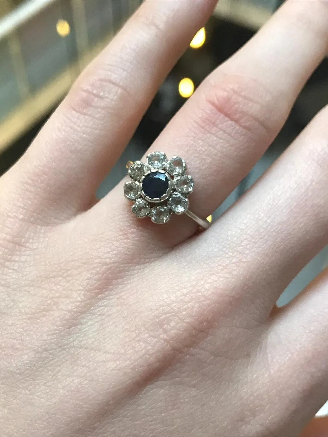 Sapphire Flower Ring - Daisy Silver Ring - Topaz Flower Ring