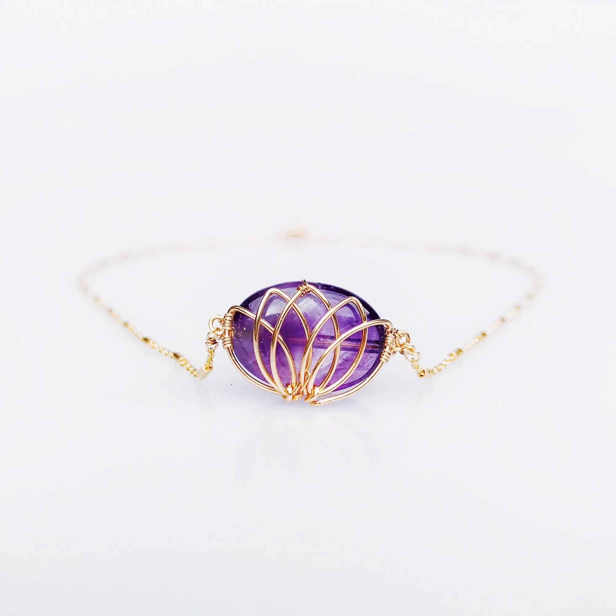 Serene Lotus Necklace in Amethyst