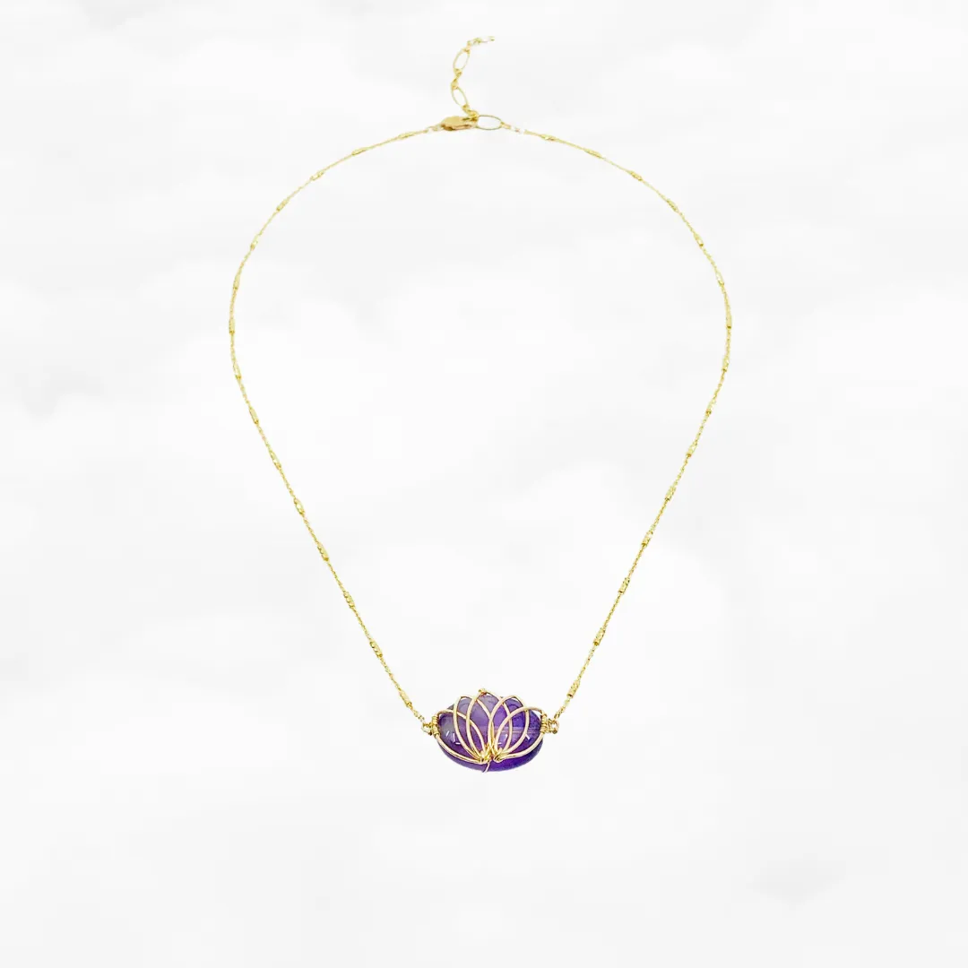 Serene Lotus Necklace in Amethyst