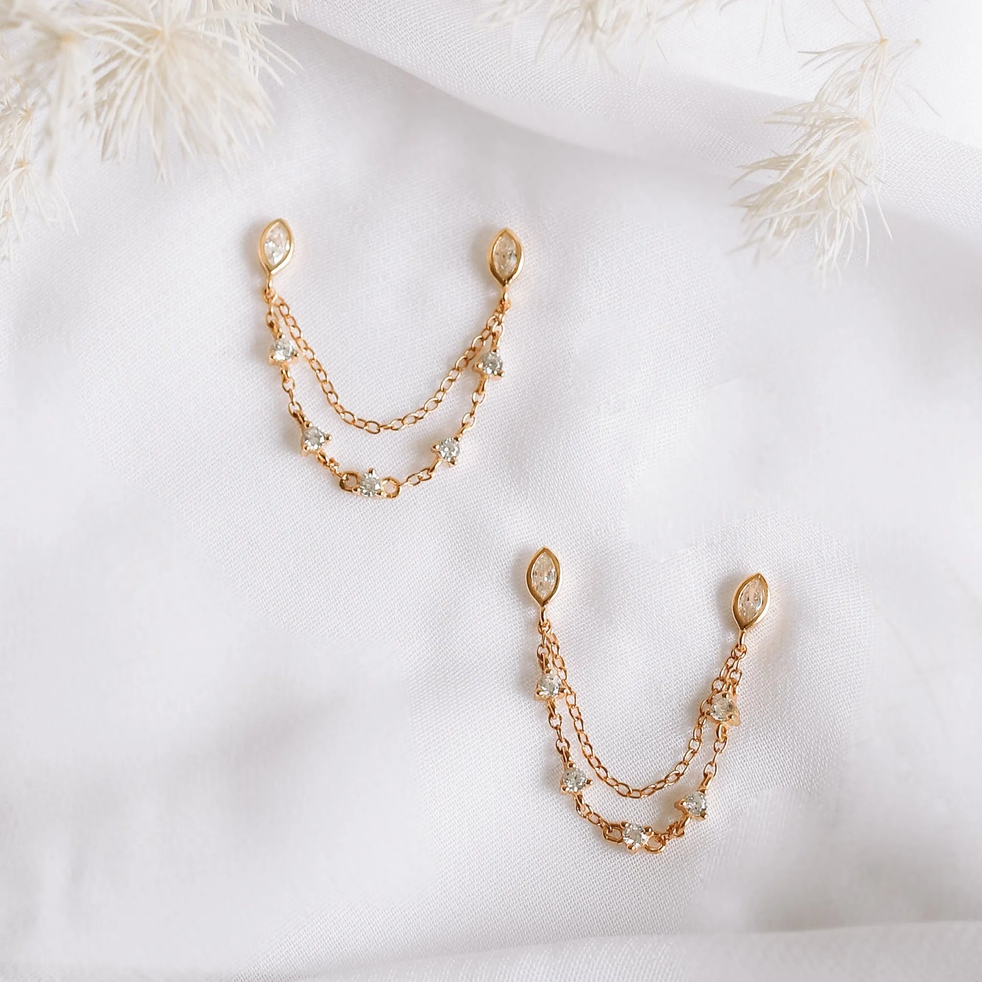 Sieva - Gold Plated Sterling Silver Double Stud Earring