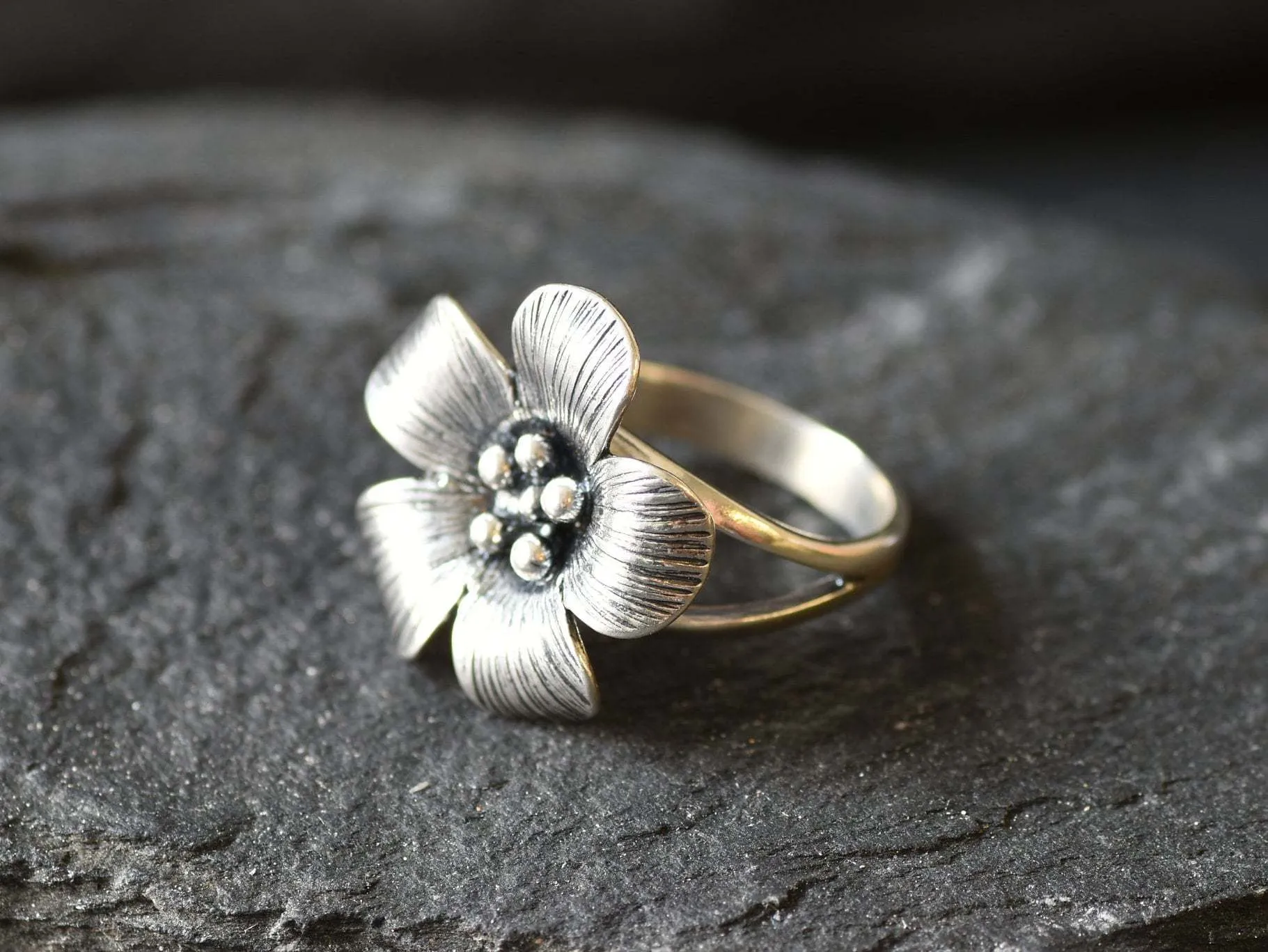 Silver Flower Ring - Silver Daisy Ring - Large Flower Ring
