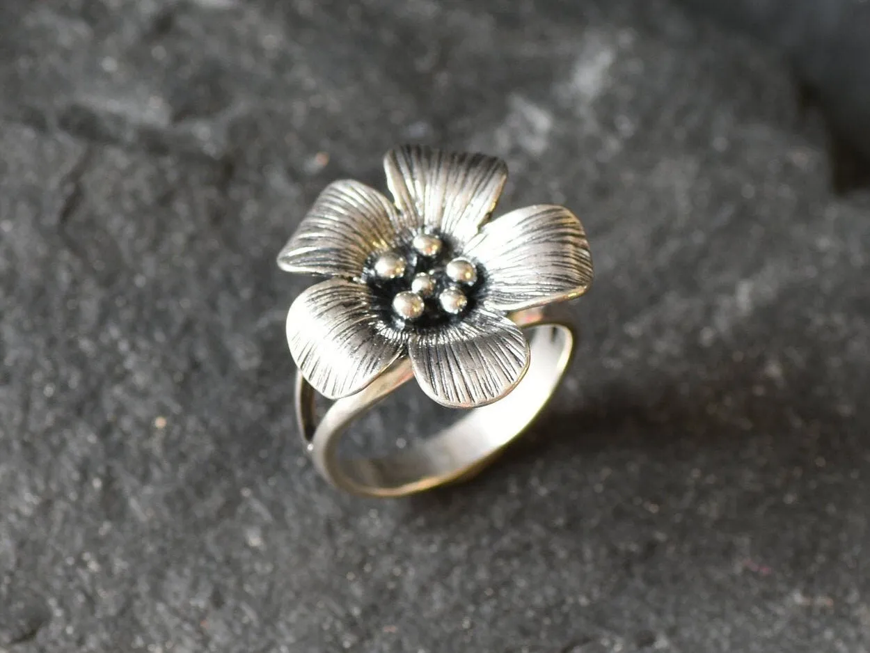 Silver Flower Ring - Silver Daisy Ring - Large Flower Ring