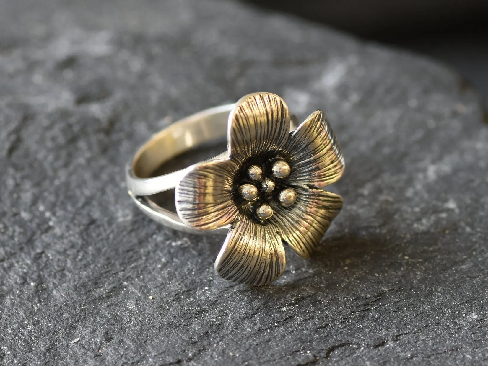 Silver Flower Ring - Silver Daisy Ring - Large Flower Ring