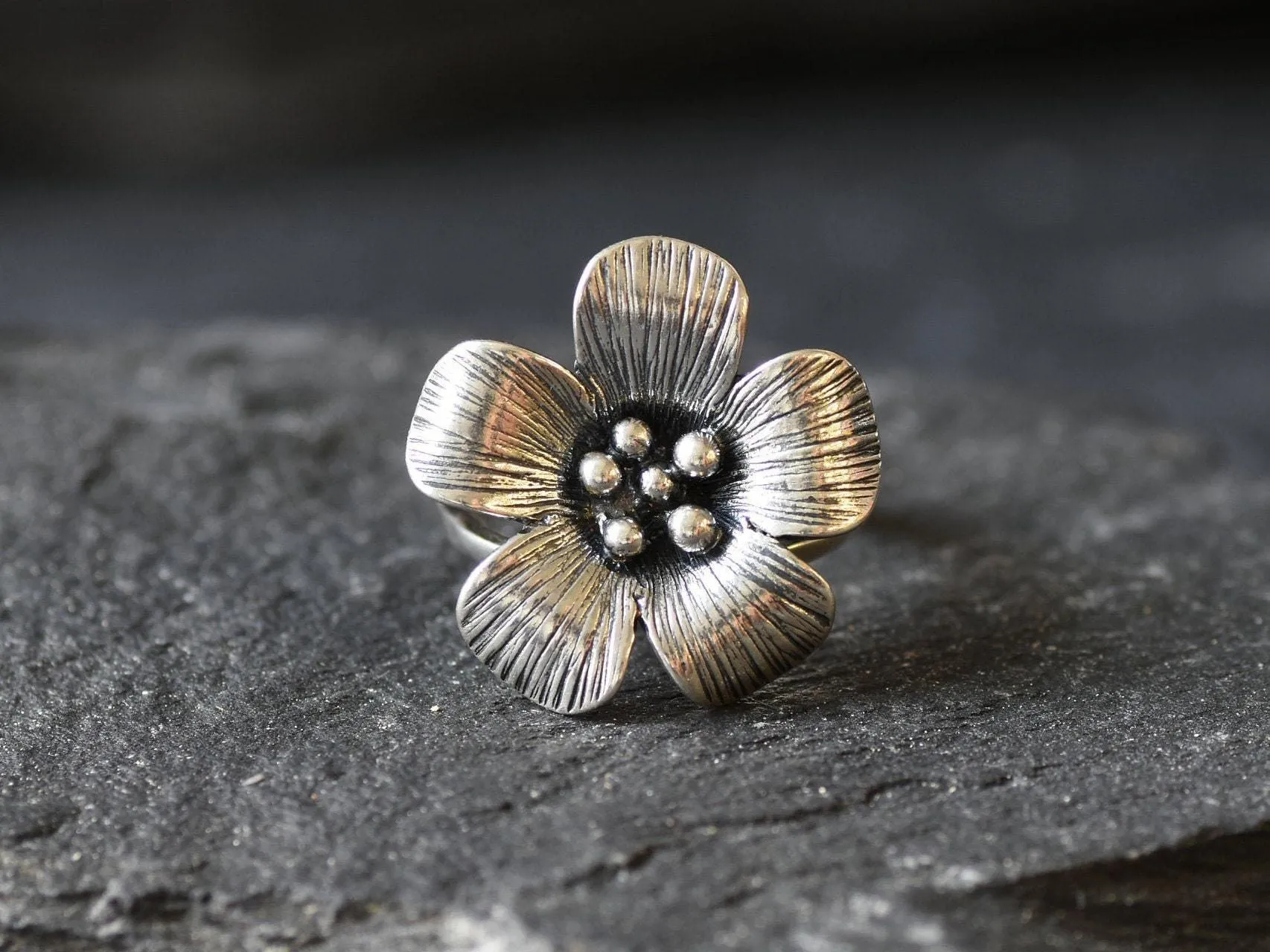 Silver Flower Ring - Silver Daisy Ring - Large Flower Ring