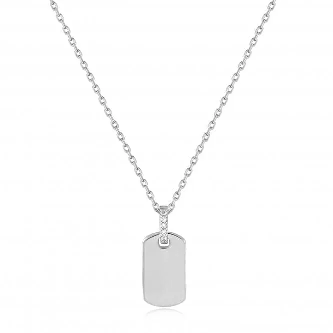 Silver Glam Tag Pendant Necklace N037-02H