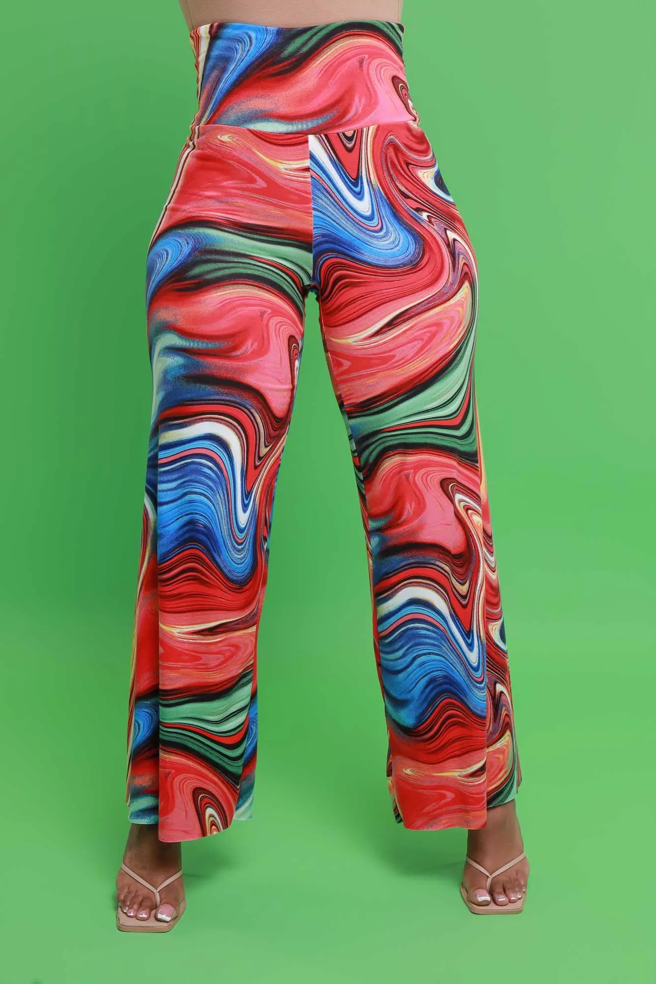 Skip A Beat BBL Palazzo Pant & Bandana Set - Orange/Green