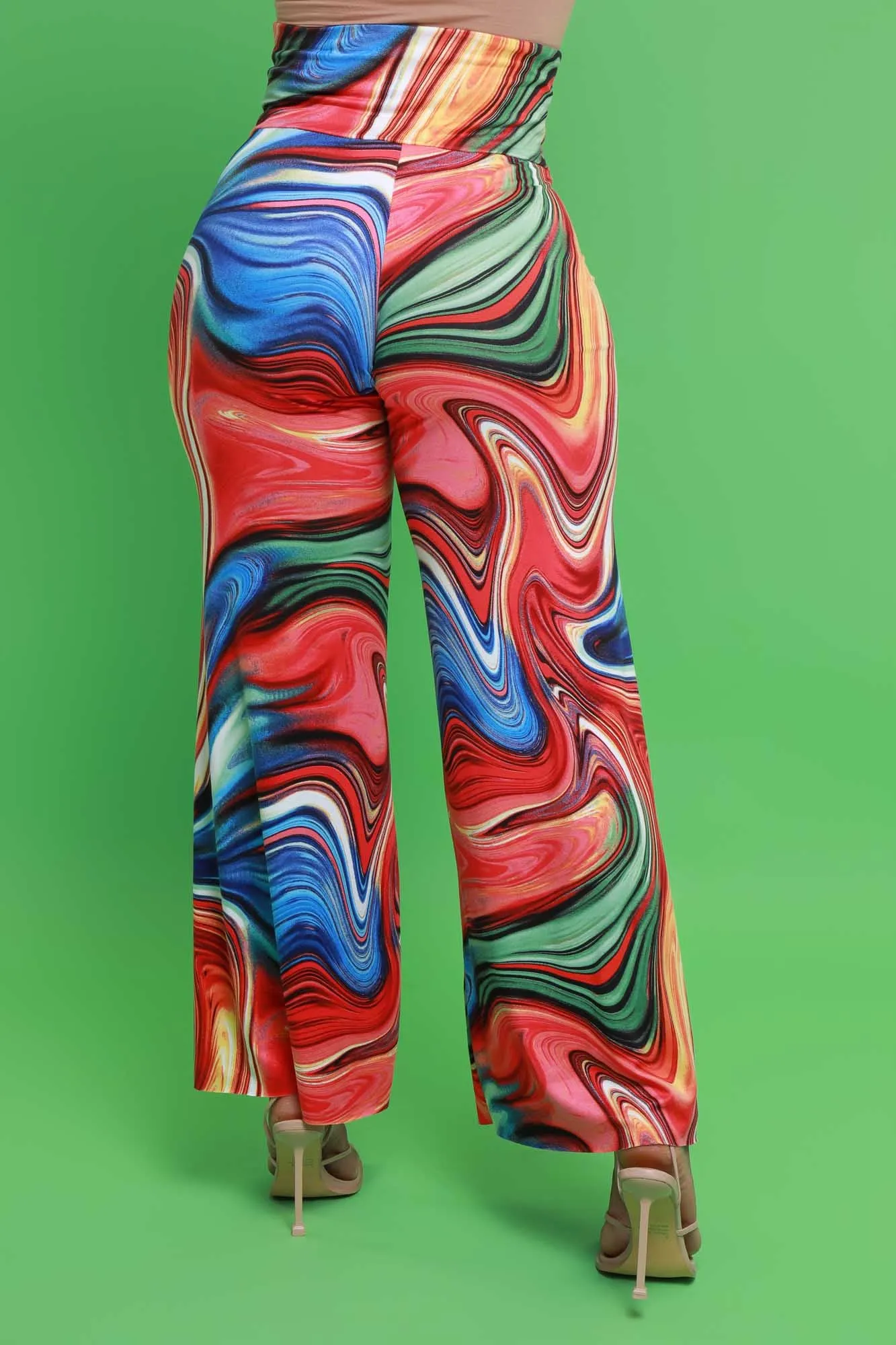 Skip A Beat BBL Palazzo Pant & Bandana Set - Orange/Green