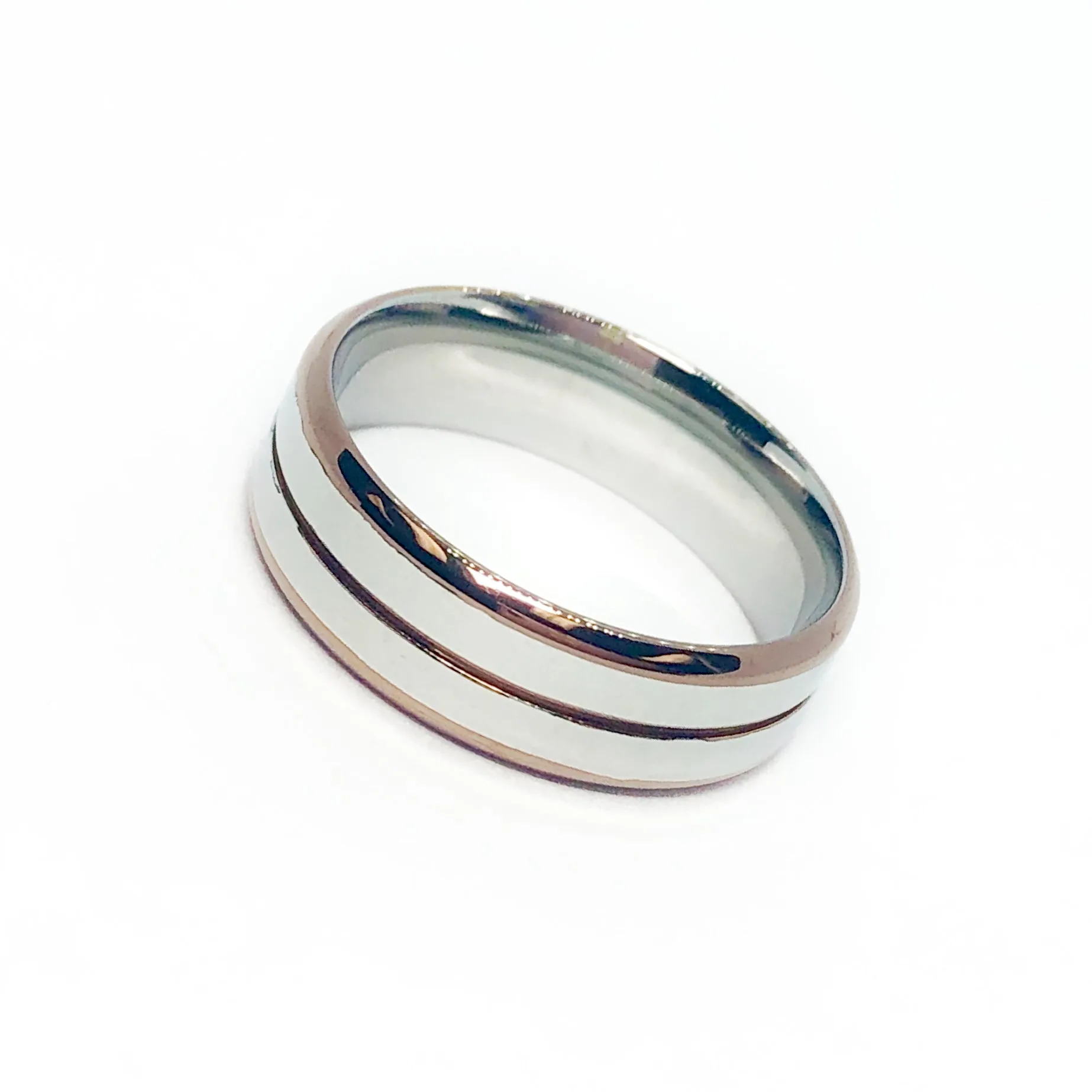 Smooth Lines Two Tone Stainless Steel Ring
