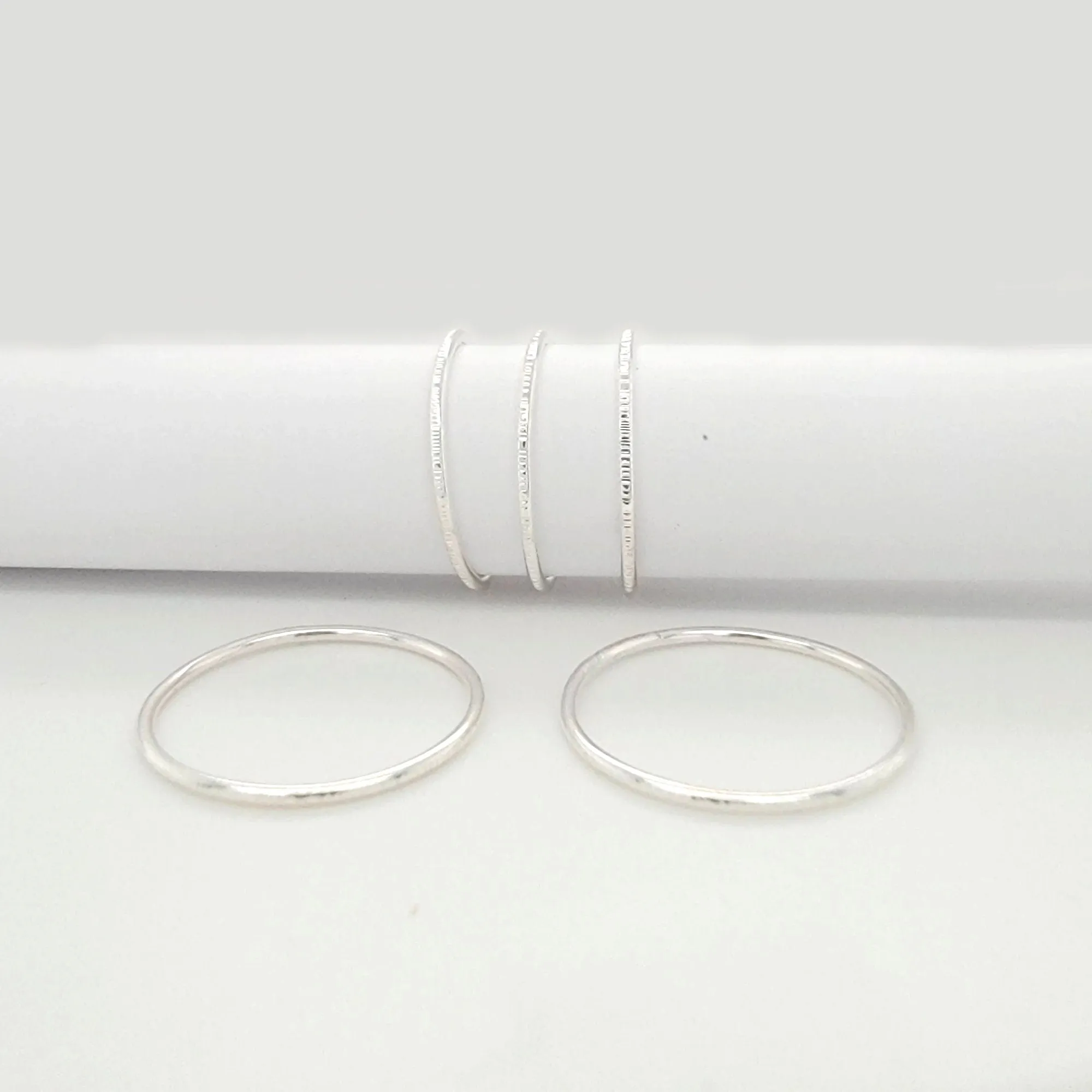 Sparkly hammered  texture stacking rings - Stacking ring - stackable rings - CG476R. Starts at
