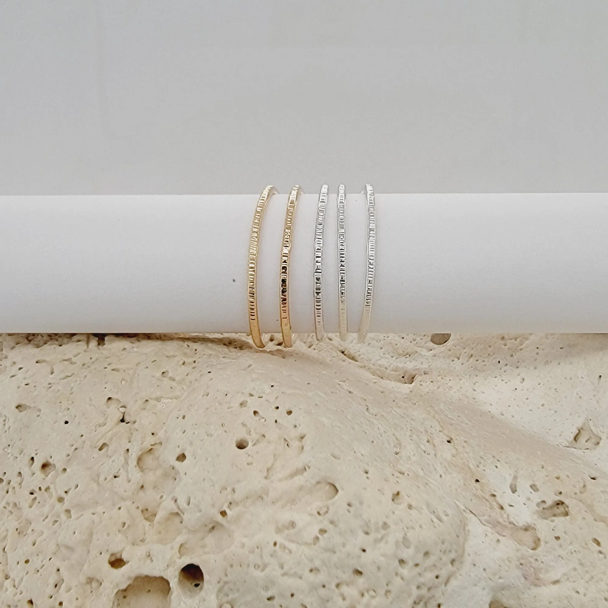 Sparkly hammered  texture stacking rings - Stacking ring - stackable rings - CG476R. Starts at