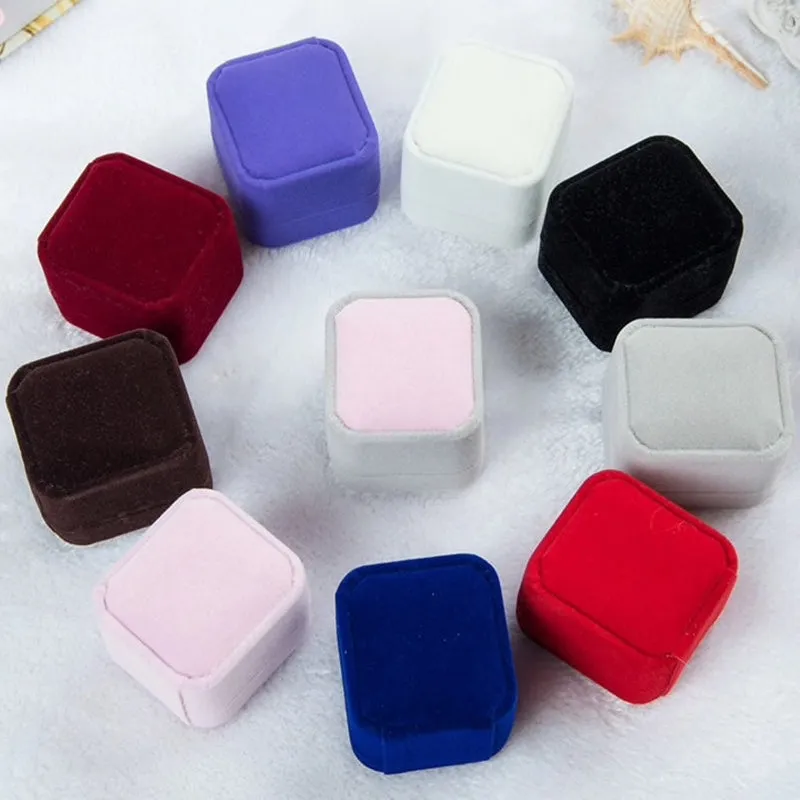 Square Velvet Wedding Ring Boxes - More Colors Available