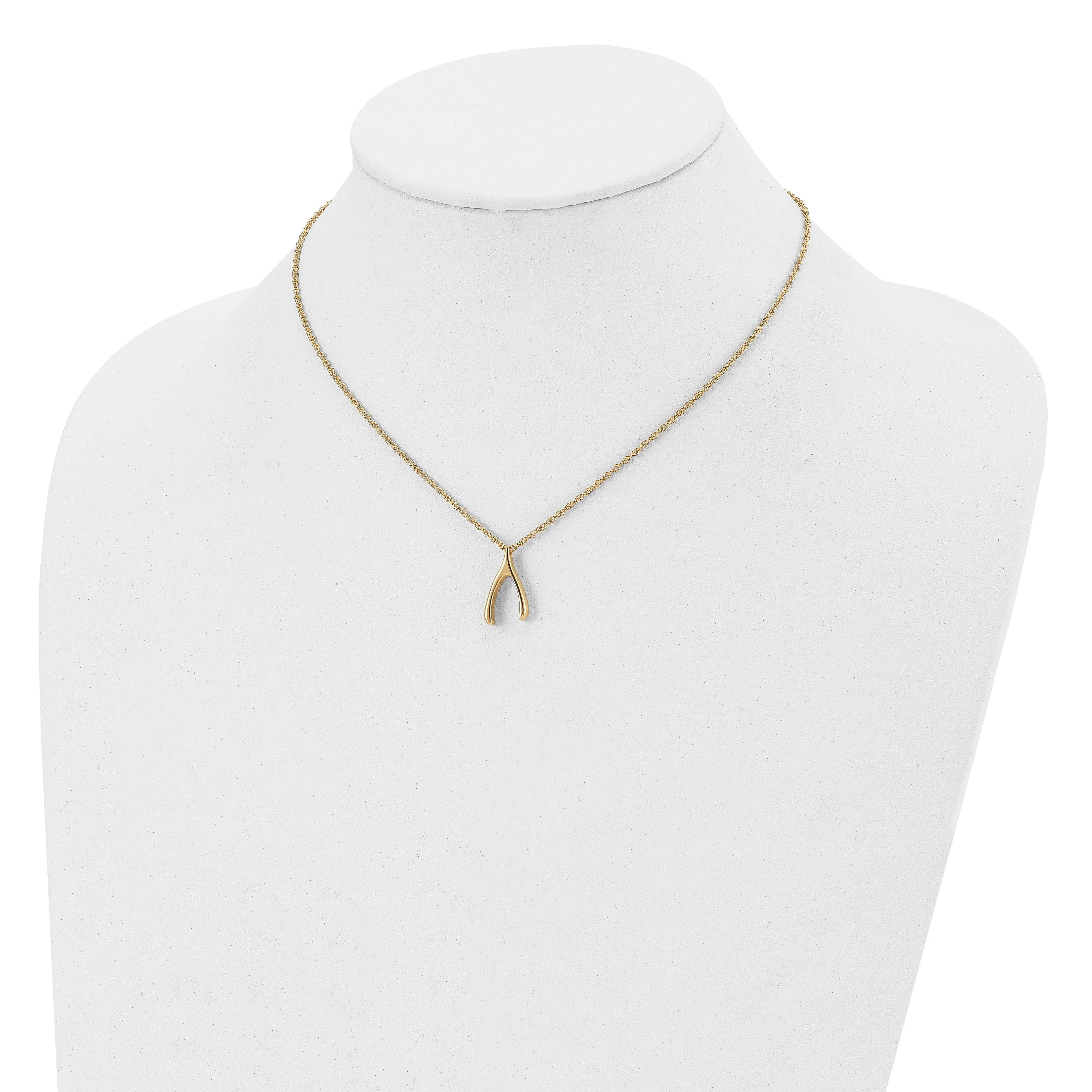 Staless Steel Polished Wishbone Necklace