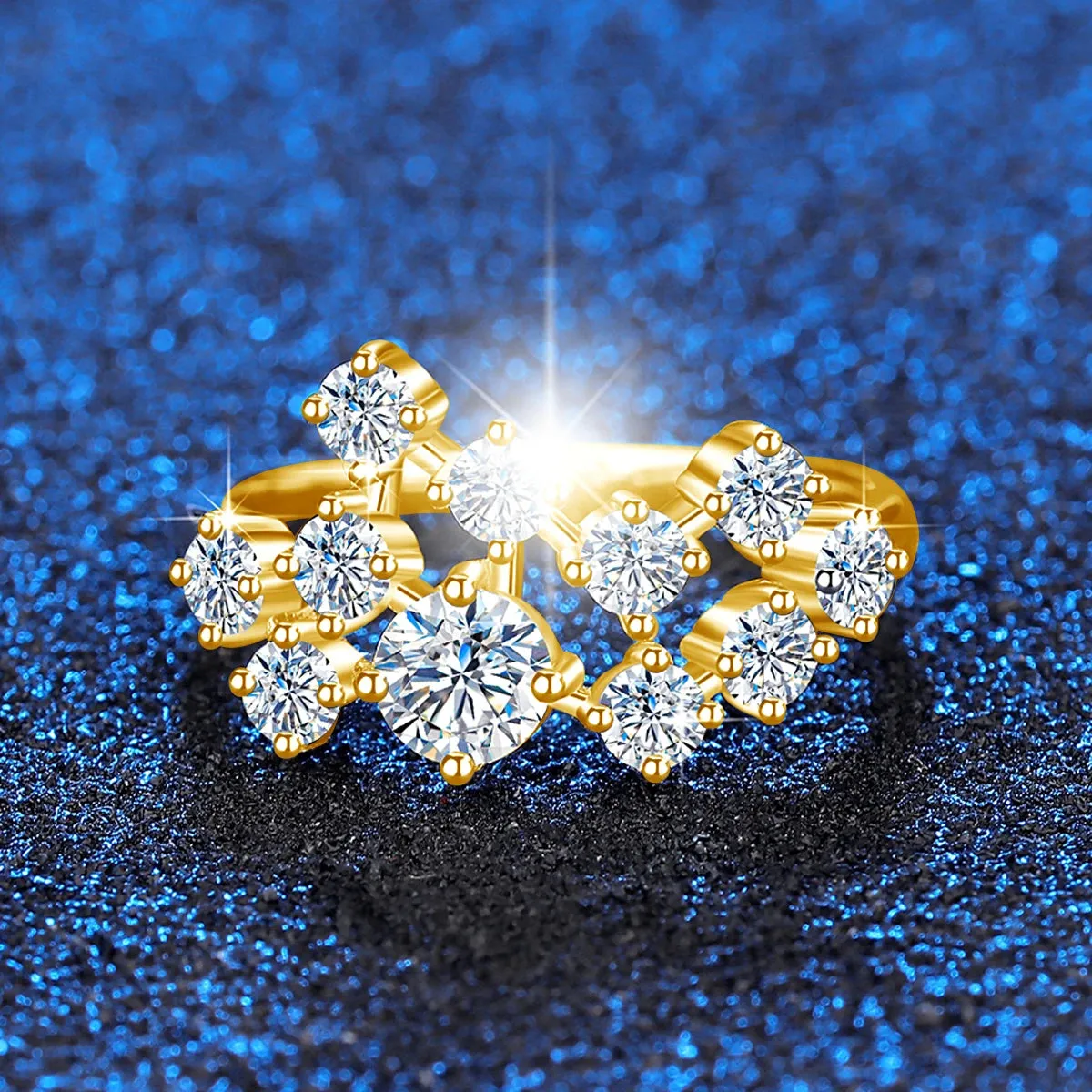 Szjinao Certified Total Is 1.5ct Full Moissanite Ring Woman With Many Stones Silver Infinity Trend Jewelry For Engagement New In