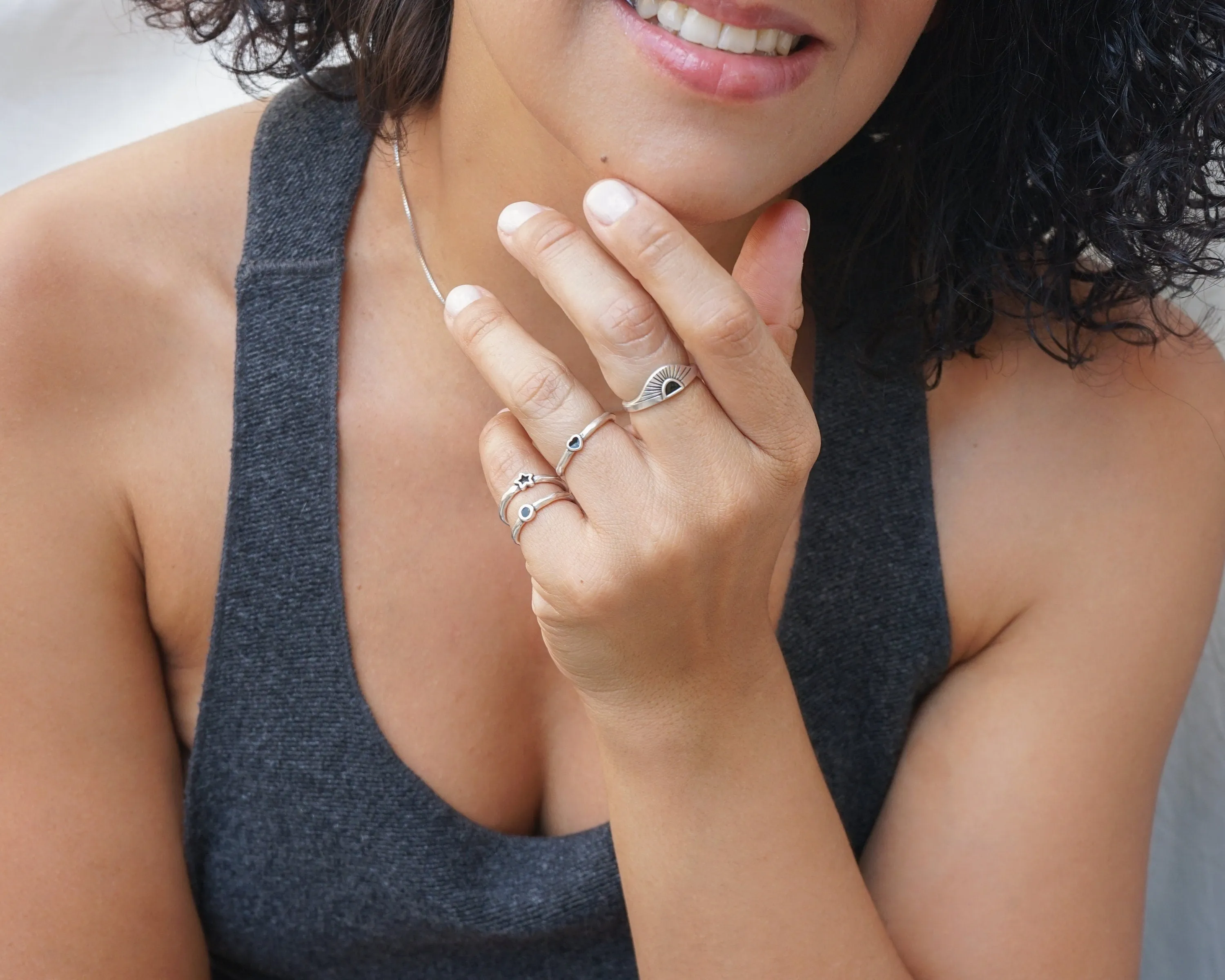 Tiny Silver Band Heart Ring