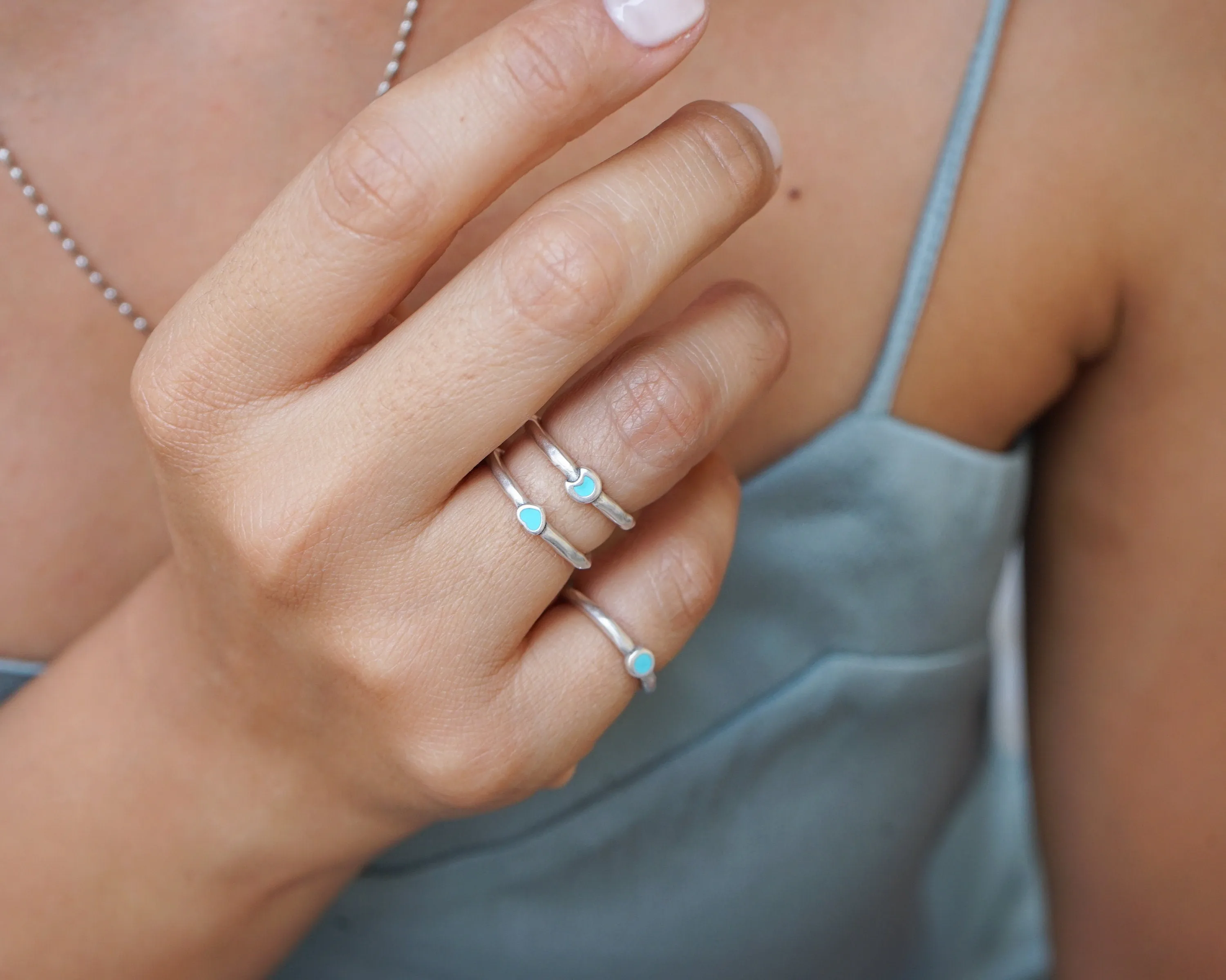 Tiny Silver Band Heart Ring